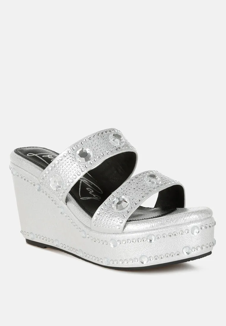 Rhinestone & Diamante Wedge Sandals by RUW