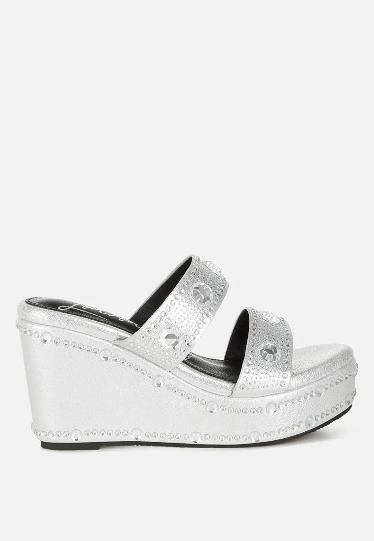 Rhinestone & Diamante Wedge Sandals by RUW