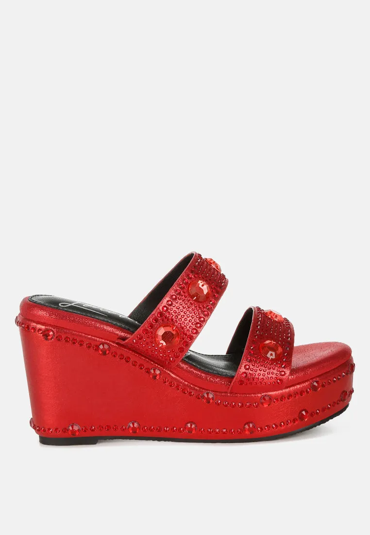 Rhinestone & Diamante Wedge Sandals by RUW