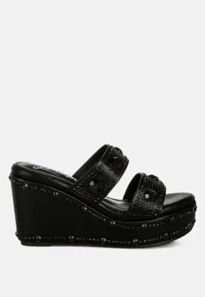Rhinestone & Diamante Wedge Sandals by RUW