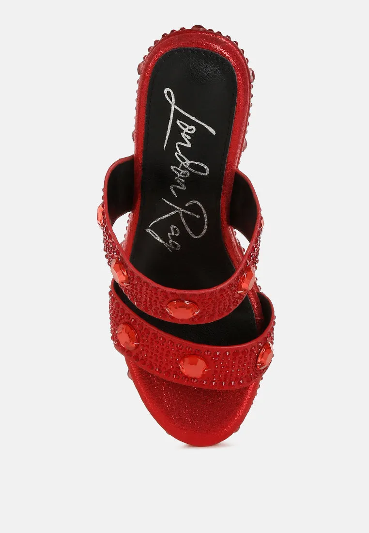 Rhinestone & Diamante Wedge Sandals by RUW