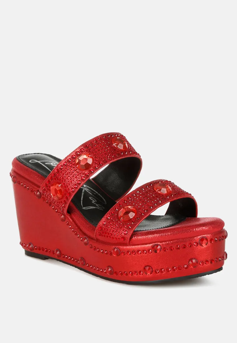 Rhinestone & Diamante Wedge Sandals by RUW