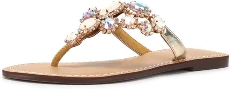 Rhinestone Sandals for women Summer Flip Flop Sandals Dress Beach Party Sexy Jewelry Bridal Wedding Bling Silver White Colorful Gold Sandals