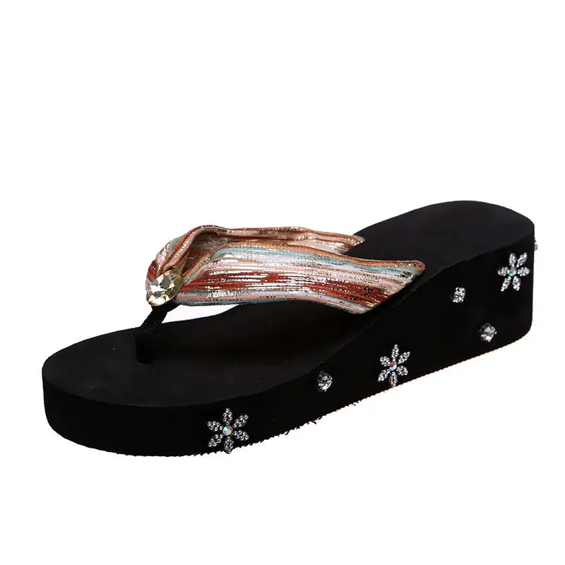 Rhinestone Thong Sandals for Women - Boho Beach Style