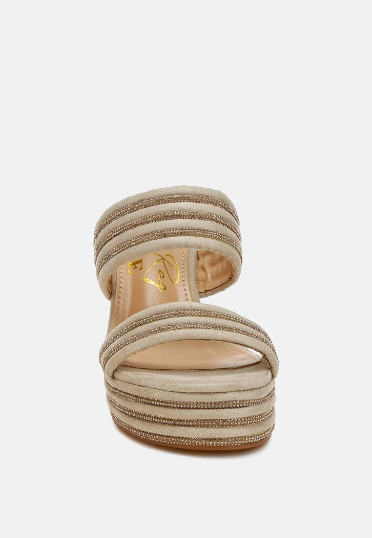 Rhinestones Embellished Wedge Sandals by RUW