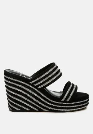Rhinestones Embellished Wedge Sandals by RUW