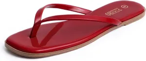 Rihero Flip Flops for Women Comfortable Square Toe Beach Sandals Slip On Leather Thong Flat Sandals Dressy