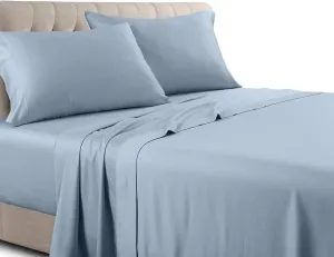 Royal Tradition Solid 300 Thread Count, 100 Percent Cotton 4PC California King Bed Sheets Set with Deep Pockets, Blue