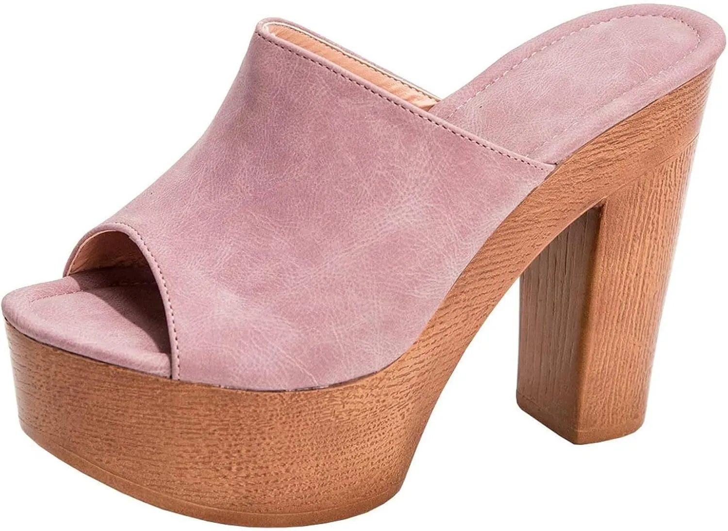 SACFOF Womens Cork Wedge Slide Sandals Heels Peep Toe High Heel Platform Slingback Summer Dressy Slippers Shoes