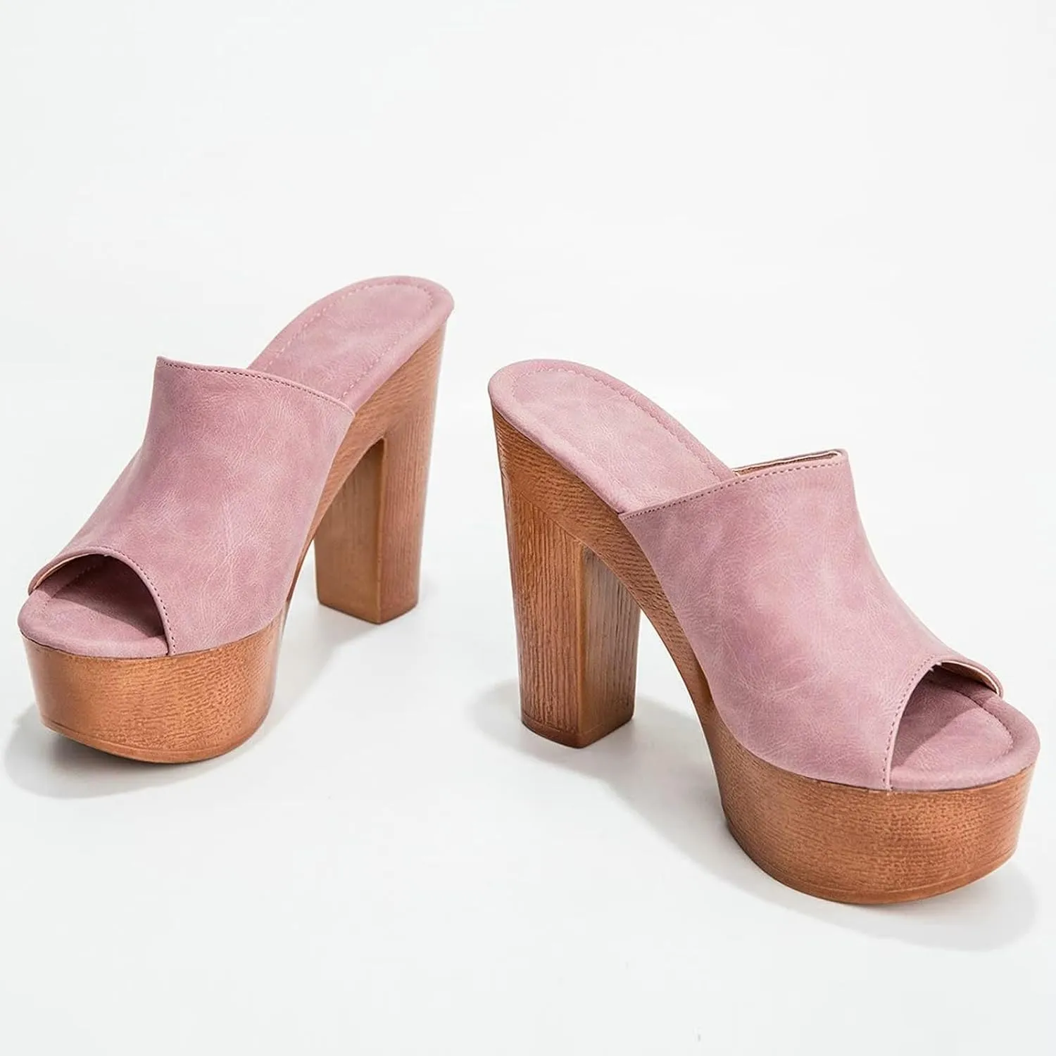SACFOF Womens Cork Wedge Slide Sandals Heels Peep Toe High Heel Platform Slingback Summer Dressy Slippers Shoes
