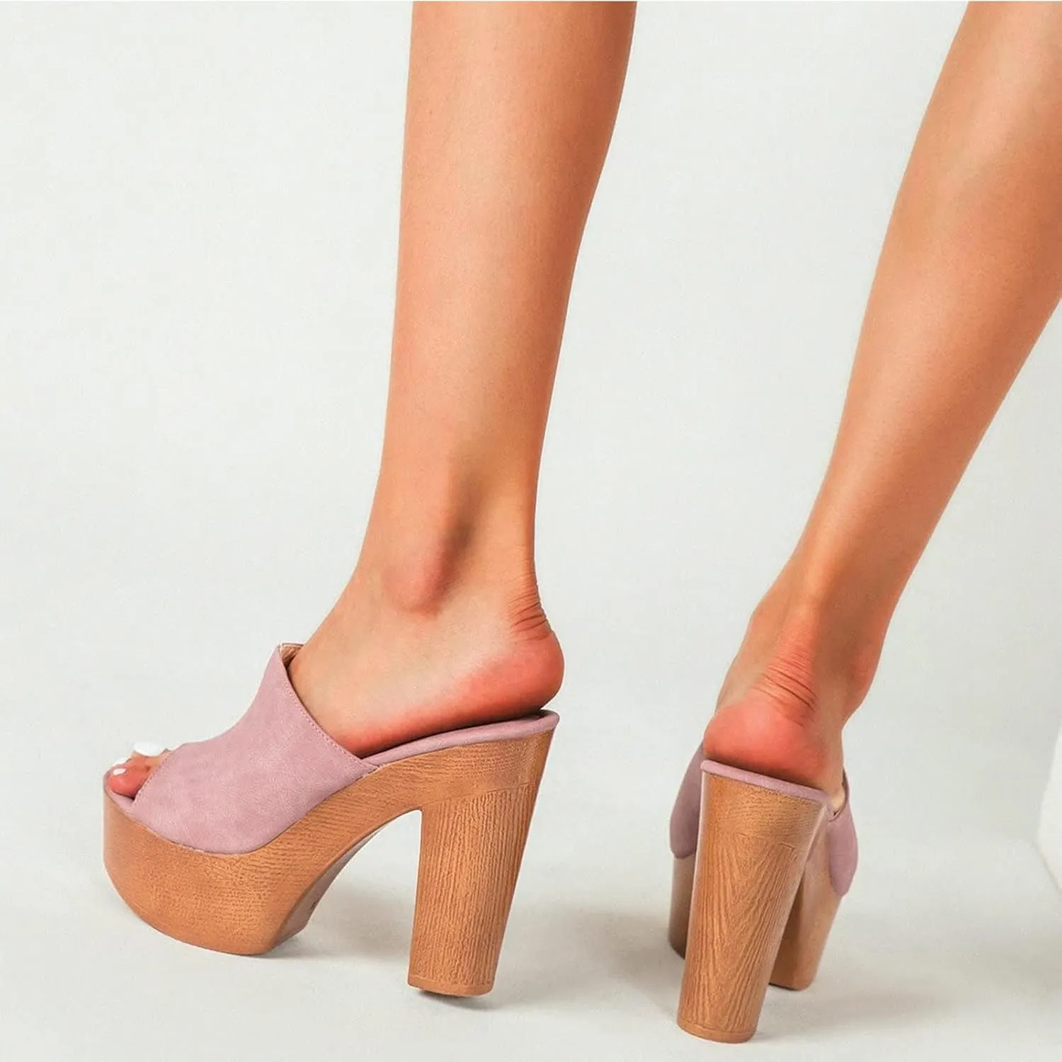 SACFOF Womens Cork Wedge Slide Sandals Heels Peep Toe High Heel Platform Slingback Summer Dressy Slippers Shoes