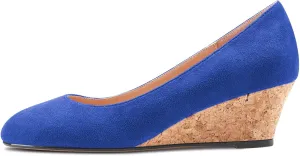 Saekcted Women Chunky Block Wedge Heel Close Square Toe Slip-on Pumps Classic Cute Dress Party 2.0 Inches Heels Shoes