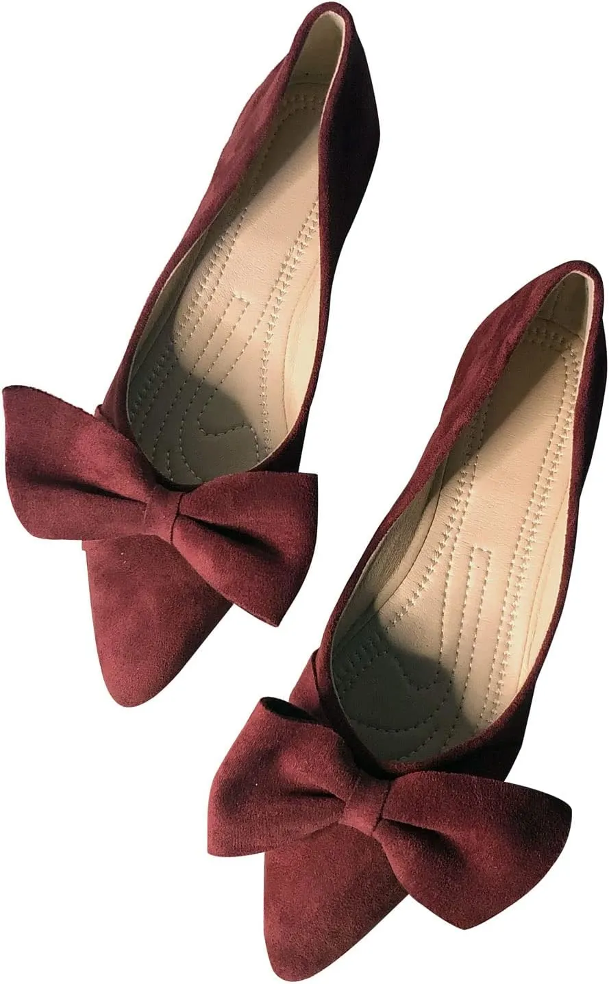 SAILING LU Ballet Flats for Womens Shoes Pointy Toe Cozy Flat Shoes Suede Comfortable Dressy Shoes Wear to Work Slip-on Moccasins