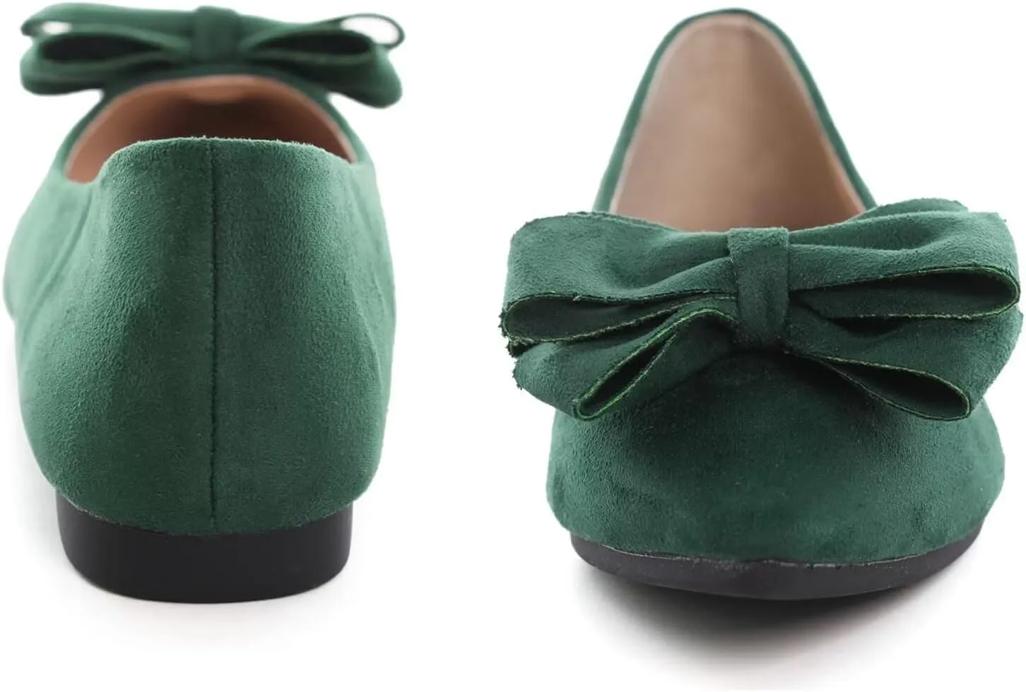 SAILING LU Bowknot Ballet Flats Womens Pointy Toe Casual Flat Shoes Suede Dress Shoes Wear to Work Slip On Moccasins