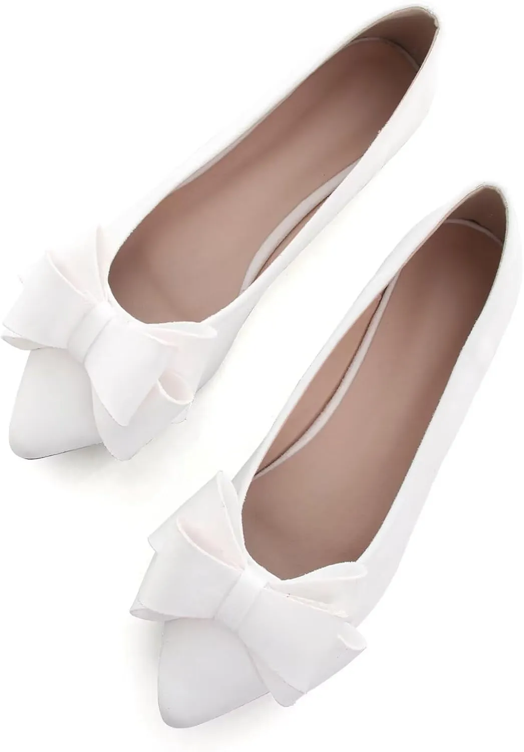 SAILING LU Bowknot Ballet Flats Womens Pointy Toe Casual Flat Shoes Suede Dress Shoes Wear to Work Slip On Moccasins