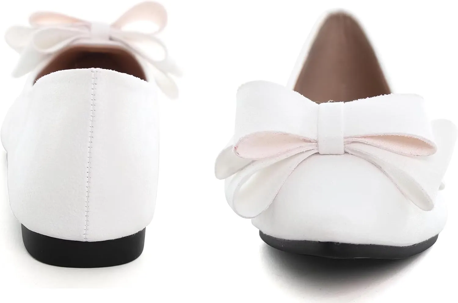 SAILING LU Bowknot Ballet Flats Womens Pointy Toe Casual Flat Shoes Suede Dress Shoes Wear to Work Slip On Moccasins