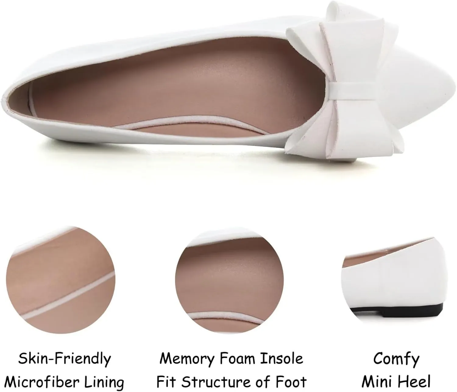 SAILING LU Bowknot Ballet Flats Womens Pointy Toe Casual Flat Shoes Suede Dress Shoes Wear to Work Slip On Moccasins