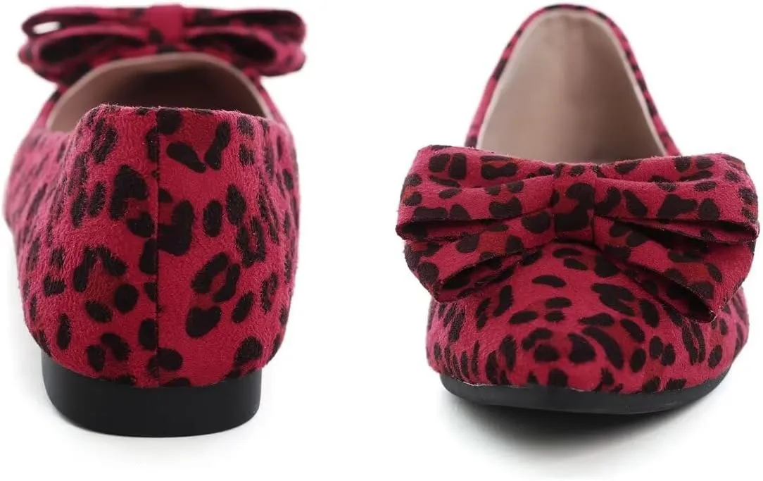 SAILING LU Pointy Toe Ballet Flats for Women with Cute Bowknot Elegant Slip-ons Soft Support Daily Walking Shoes