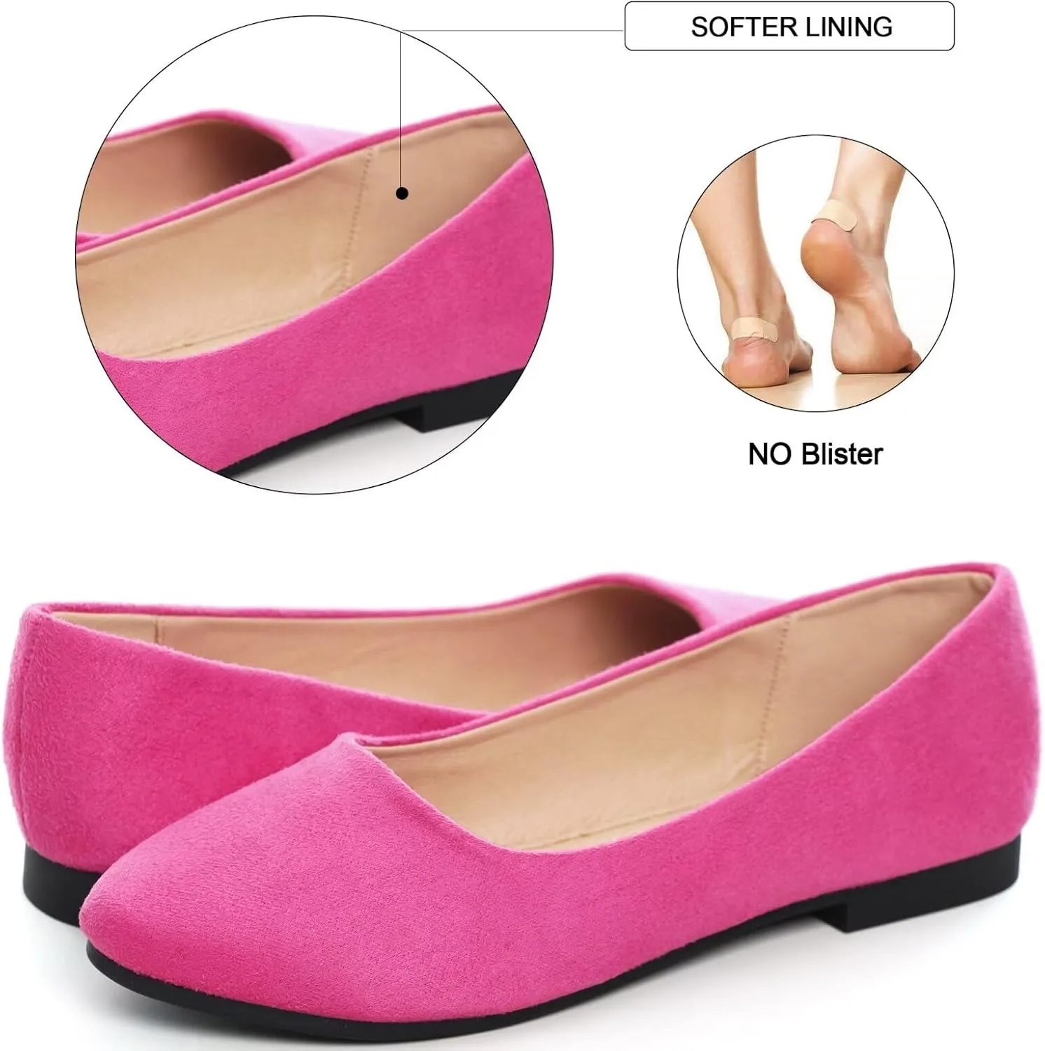SAILING LU Pointy Toe Shoes Women Ballet Flats Comfort Solid Flat Shoes for Women Work Slip On Moccasins