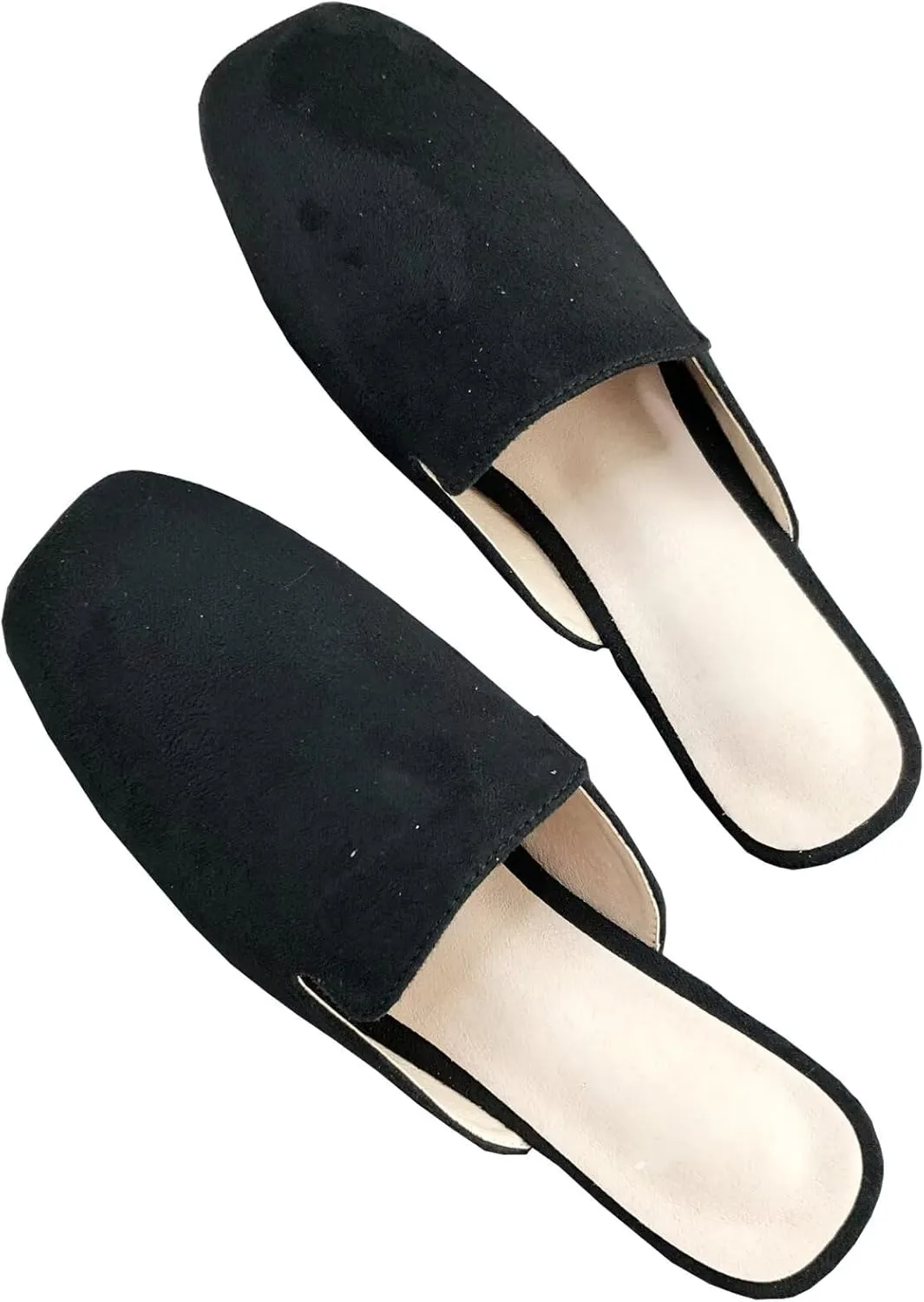 SAILING LU Square Toe Mules for Women Casual Backless Shoes Solid Color Flat Slip ons Comfort Summer Sandals