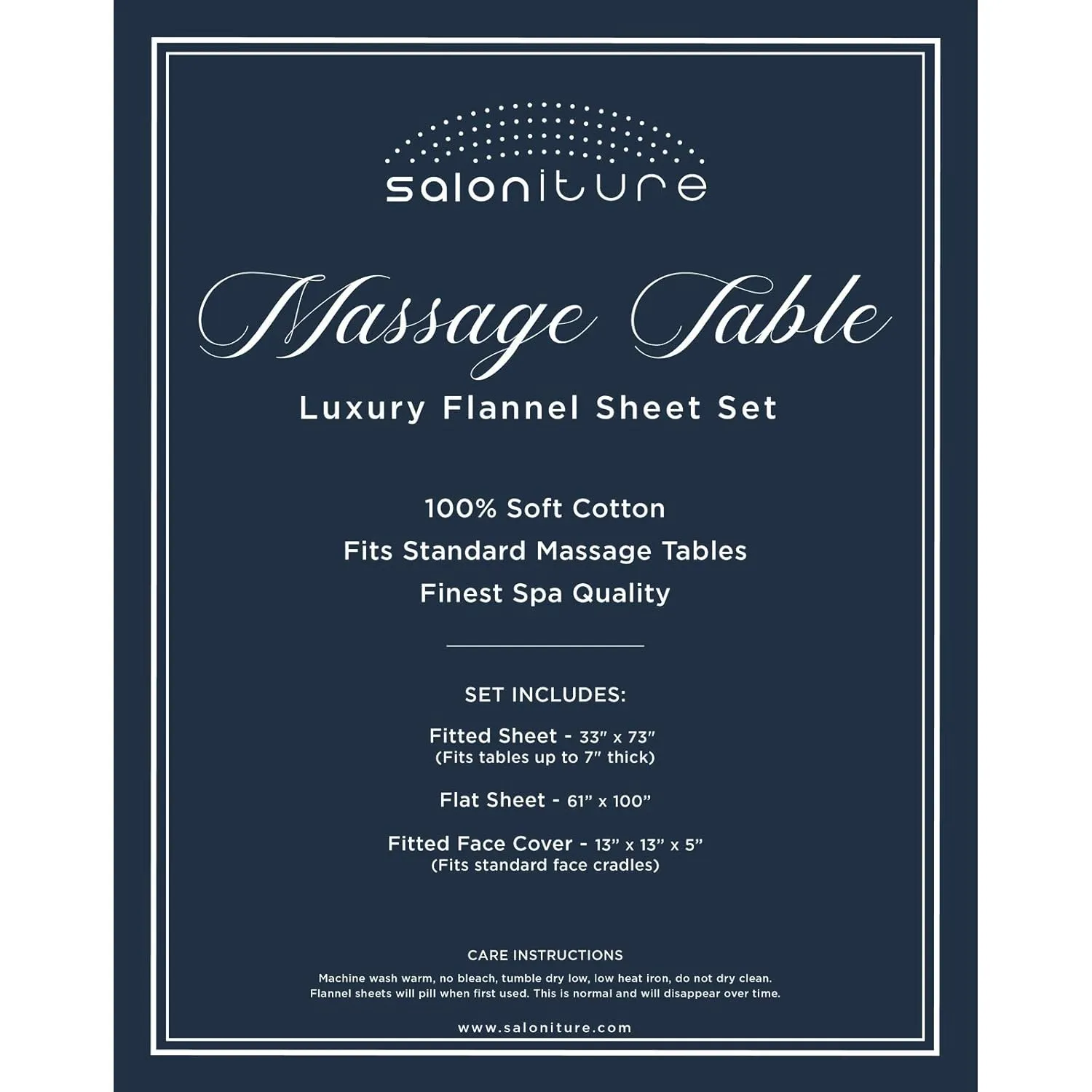 Saloniture 3-Piece Flannel Massage Table Sheet Set - Soft Cotton Facial Bed Cover - Includes Flat and Fitted Sheets with Face Cradle Cover - Cornflower Blue