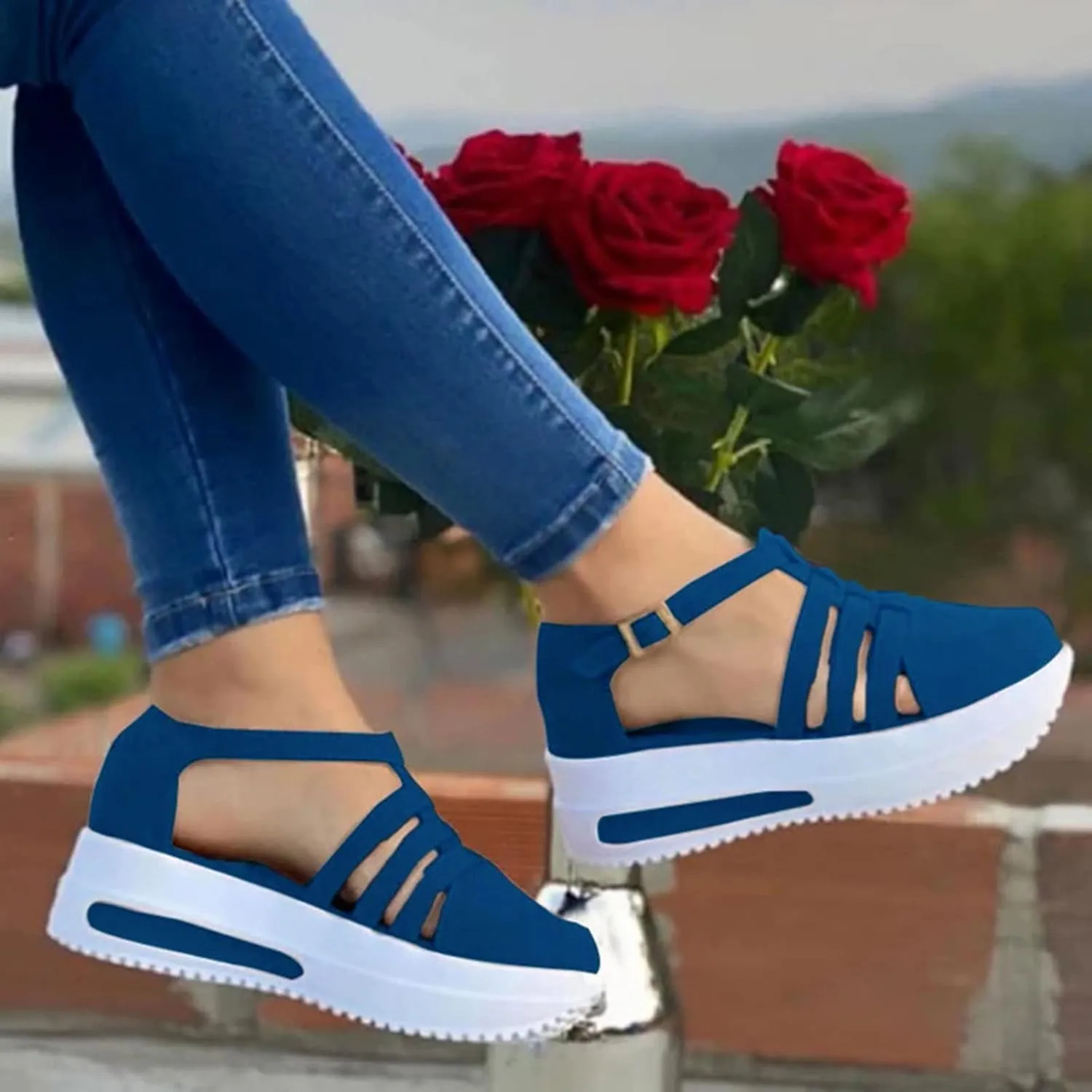 Sandals For Women 2025,Dotmalls Shoes Platform Foot Arch Support Comfortable Casual Summer Dressy Ankle Strap Wedges Buckle Slip On Loafers Low Top Walking Sneakers Sandalias Ortopédicas Para Mujer