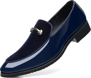 Santimon Mens Slip On Loafers Smoking Slipper Gold Buckle Moccasins Moccasins Casual Formal Business Wedding Shoes