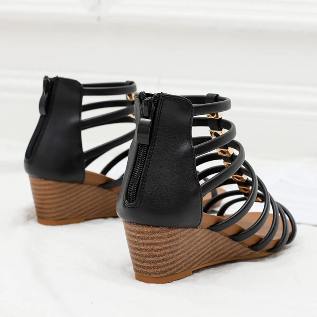 Scaoruki Women Gladiator Sandals Retro Wedge Heel