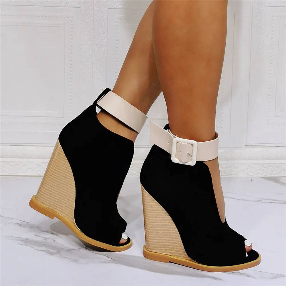 Sexy One-Line Strappy Roman Wedge Heel Sandals – Chic & Comfortable
