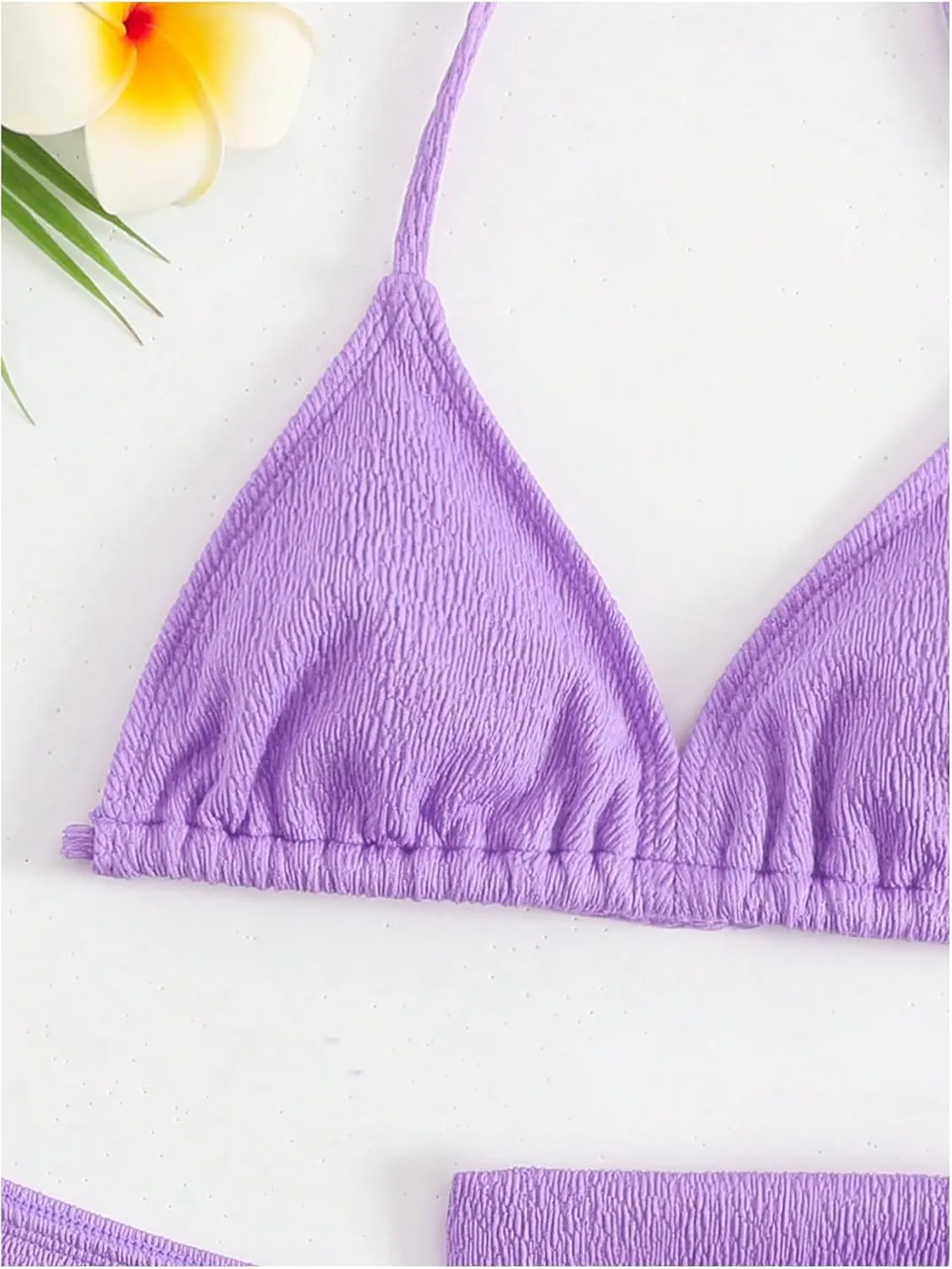 SHENHE Girl's 3 Pieces Halter Triangle Bikini Sets Spaghetti Strap Swimsuit Smocked Bathing Suit with Beach Skirt