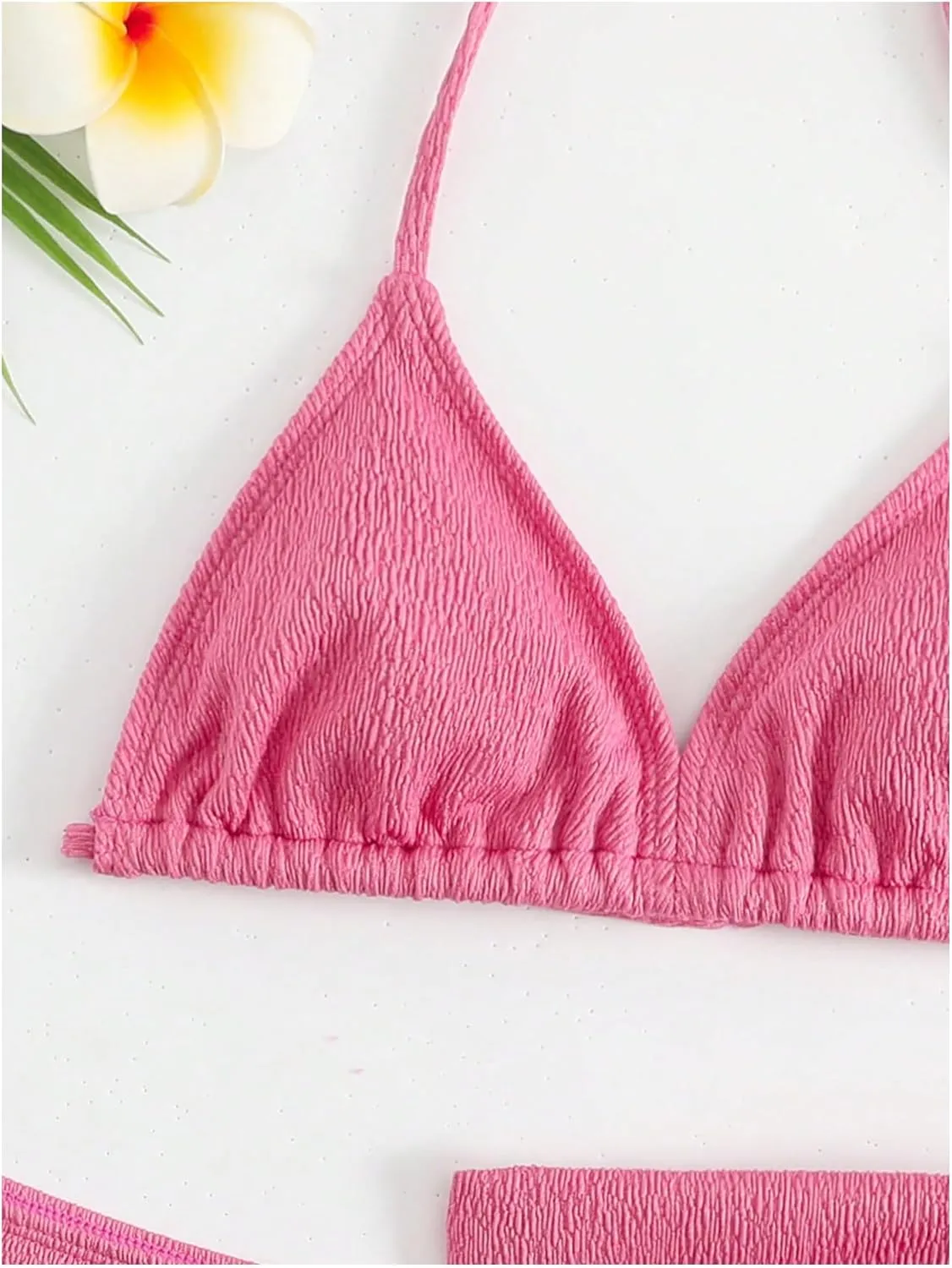 SHENHE Girl's 3 Pieces Halter Triangle Bikini Sets Spaghetti Strap Swimsuit Smocked Bathing Suit with Beach Skirt
