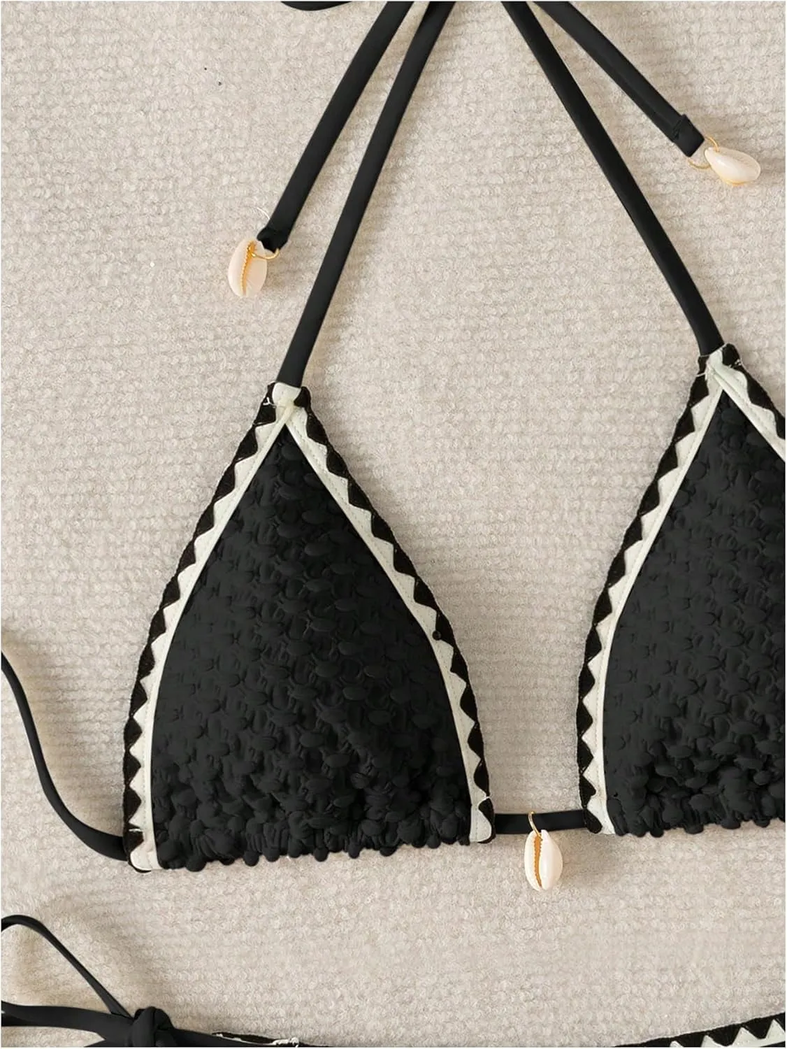 SHENHE Women's 2 Piece Triangle Beach Bikini Sets Color Block Halter Swimsuit Bathing Suit