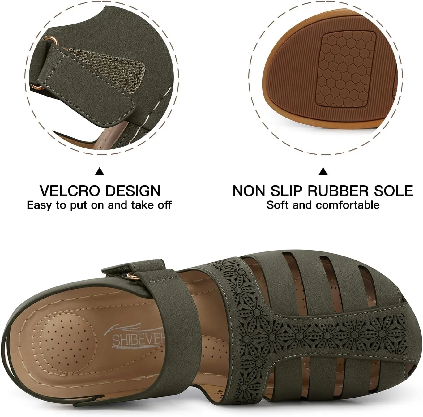 SHIBEVER Closed Toe Sandals Women: Summer Dressy Wedge Sandal - Fisherman Comfortable Hollow Out Sandals