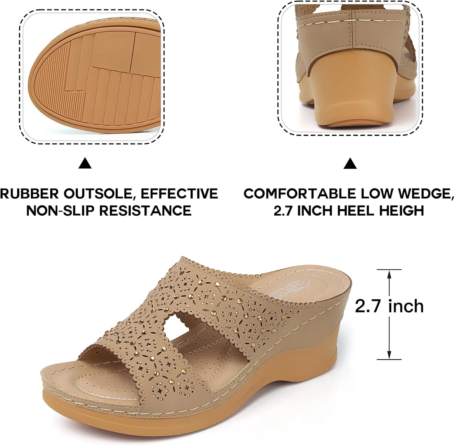 SHIBEVER Wedge Sandals for Dressy Women Platform Summer Womens Low Heels Arch Support Sandal