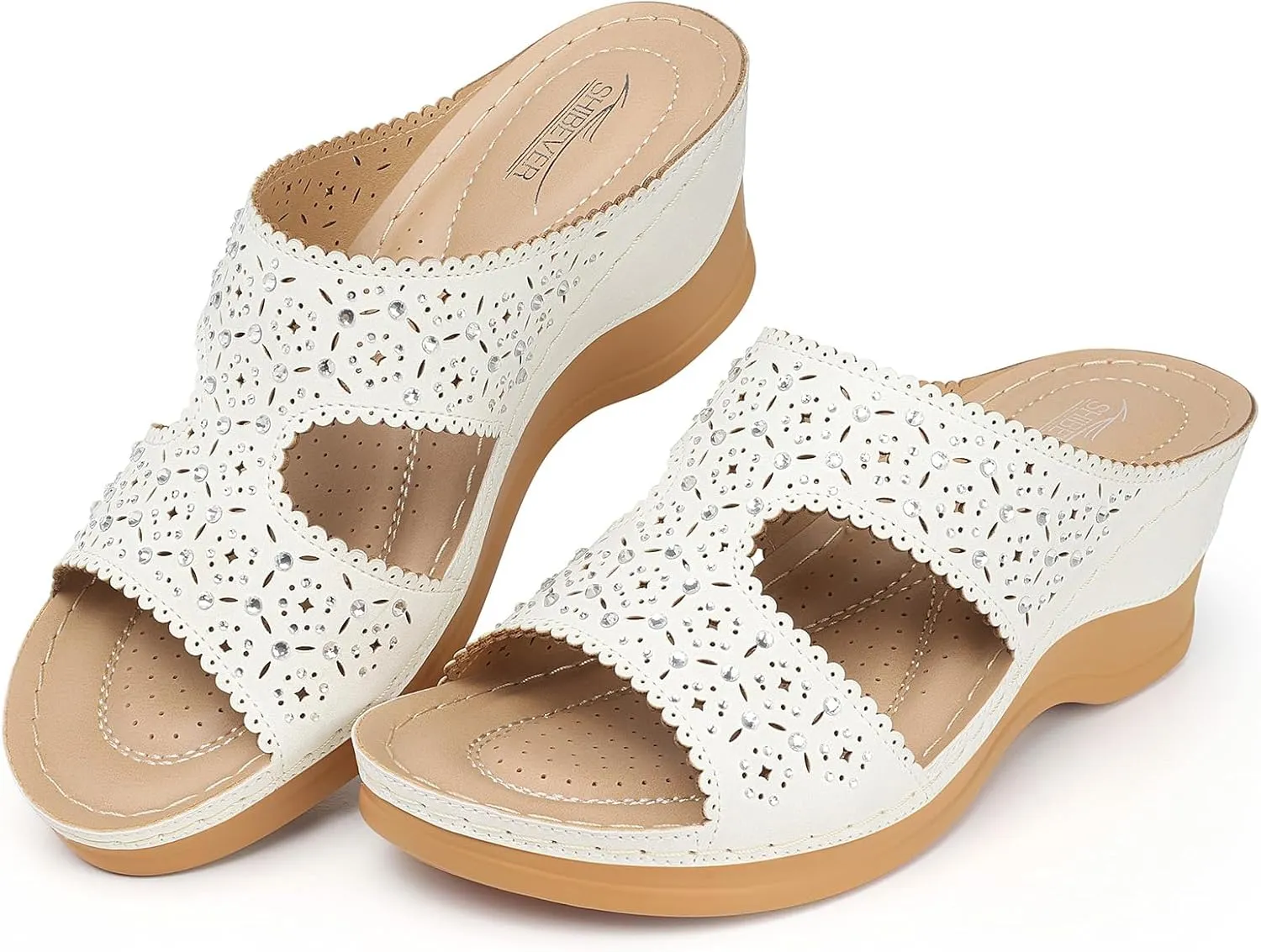 SHIBEVER Wedge Sandals for Dressy Women Platform Summer Womens Low Heels Arch Support Sandal