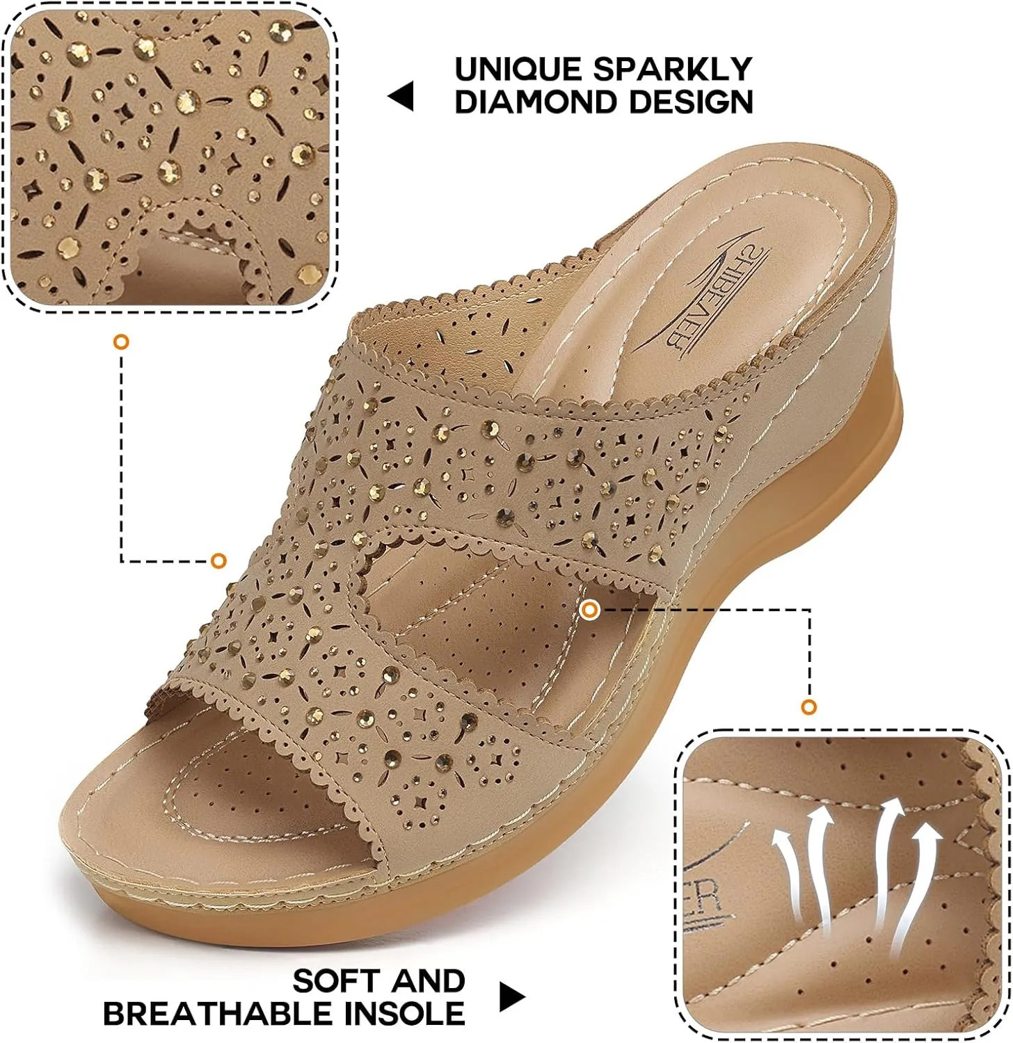 SHIBEVER Wedge Sandals for Dressy Women Platform Summer Womens Low Heels Arch Support Sandal