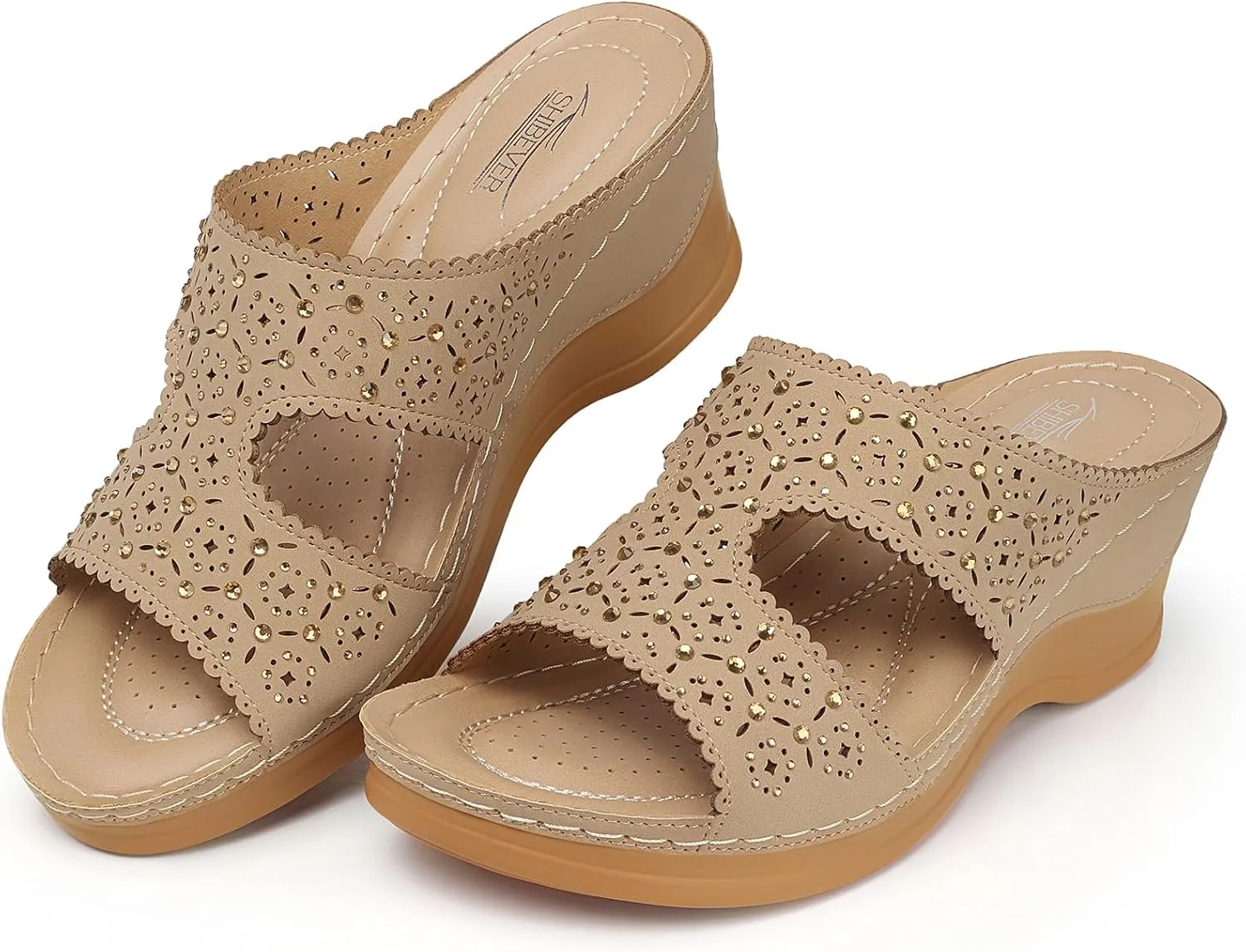 SHIBEVER Wedge Sandals for Dressy Women Platform Summer Womens Low Heels Arch Support Sandal