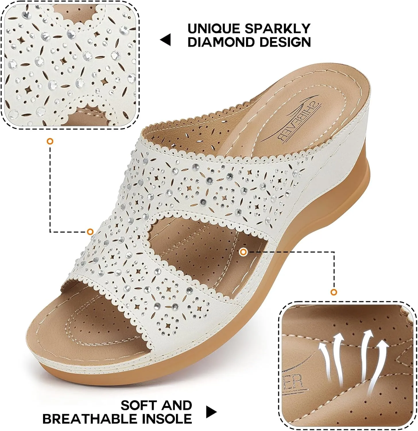 SHIBEVER Wedge Sandals for Dressy Women Platform Summer Womens Low Heels Arch Support Sandal