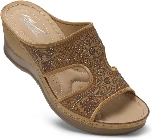 SHIBEVER Wedge Sandals For Women Dressy: Comfortable Summer - Slip On Womens Sandal