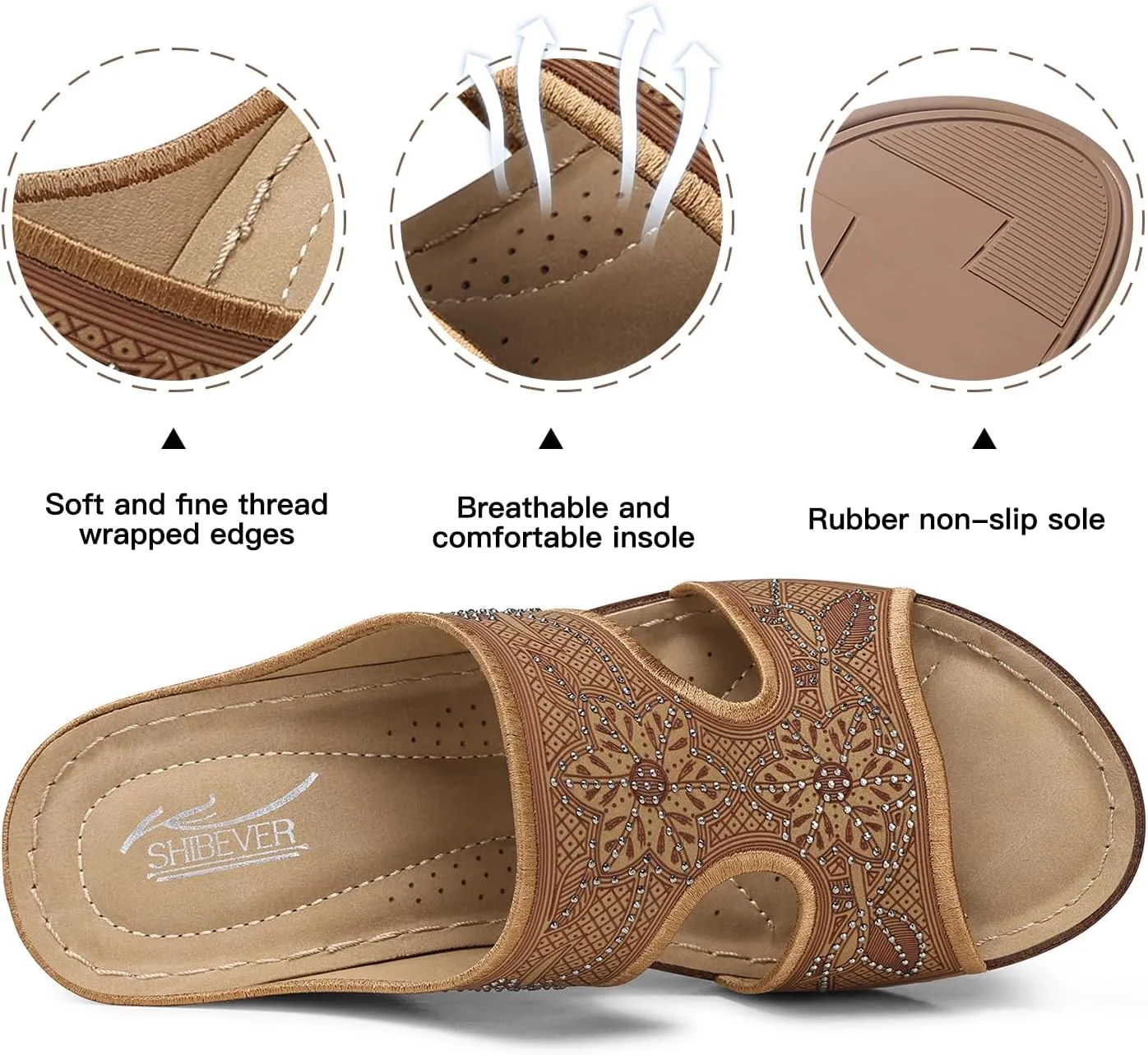 SHIBEVER Wedge Sandals For Women Dressy: Comfortable Summer - Slip On Womens Sandal