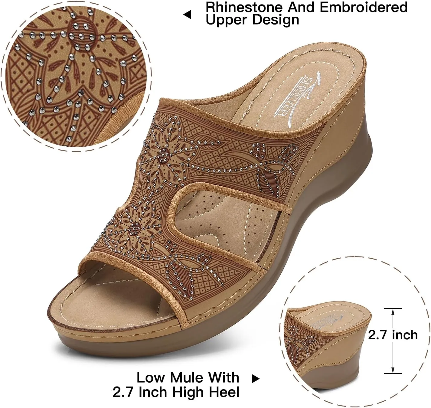 SHIBEVER Wedge Sandals For Women Dressy: Comfortable Summer - Slip On Womens Sandal