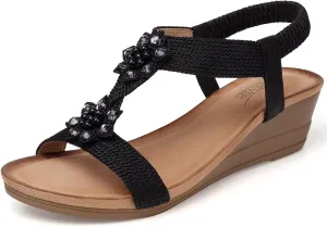 SHIBEVER Wedge Sandals for Women Dressy: Summer Low Wedges Comfortable Open Toe Sandals