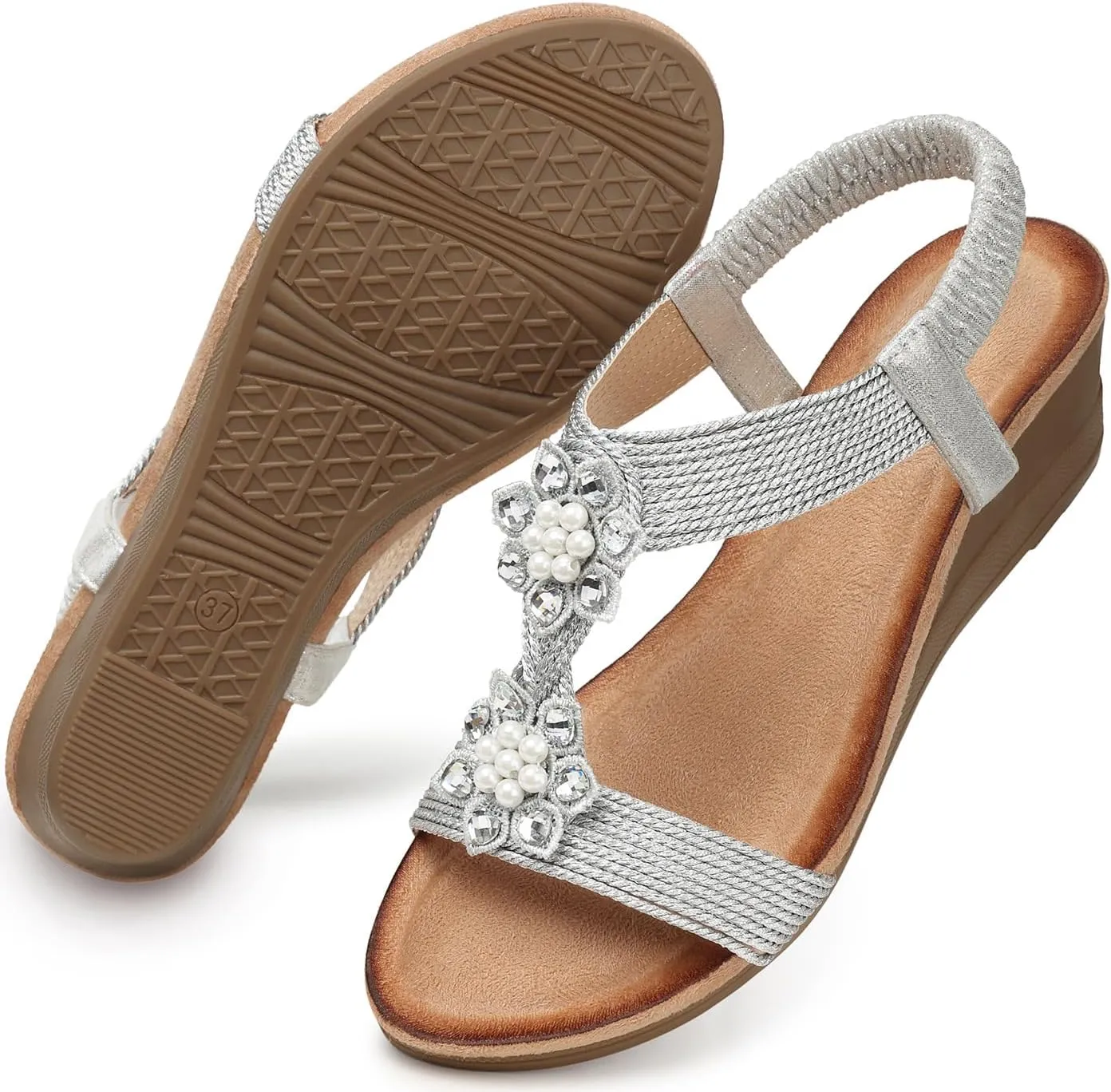 SHIBEVER Wedge Sandals for Women Dressy: Summer Low Wedges Comfortable Open Toe Sandals