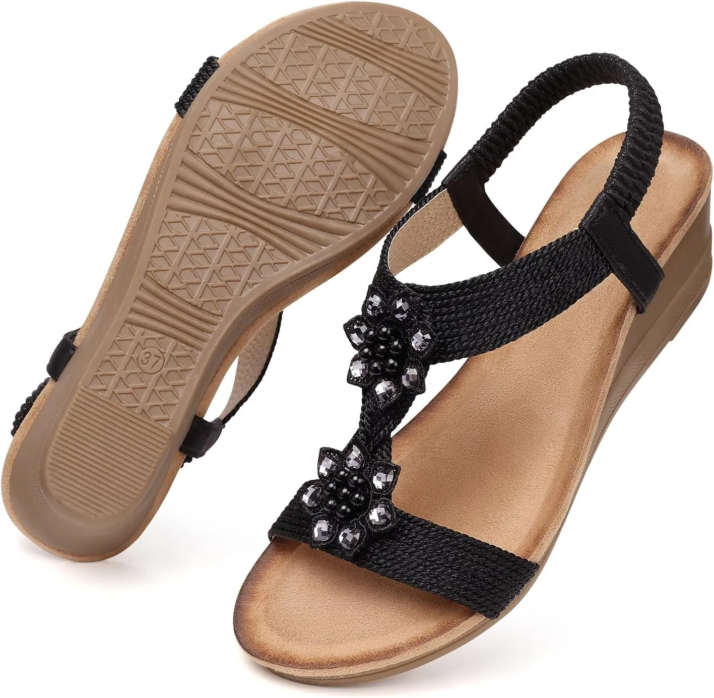 SHIBEVER Wedge Sandals for Women Dressy: Summer Low Wedges Comfortable Open Toe Sandals
