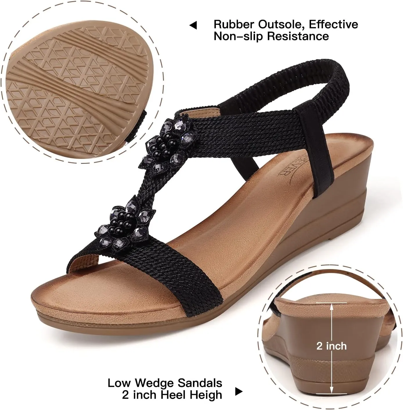 SHIBEVER Wedge Sandals for Women Dressy: Summer Low Wedges Comfortable Open Toe Sandals