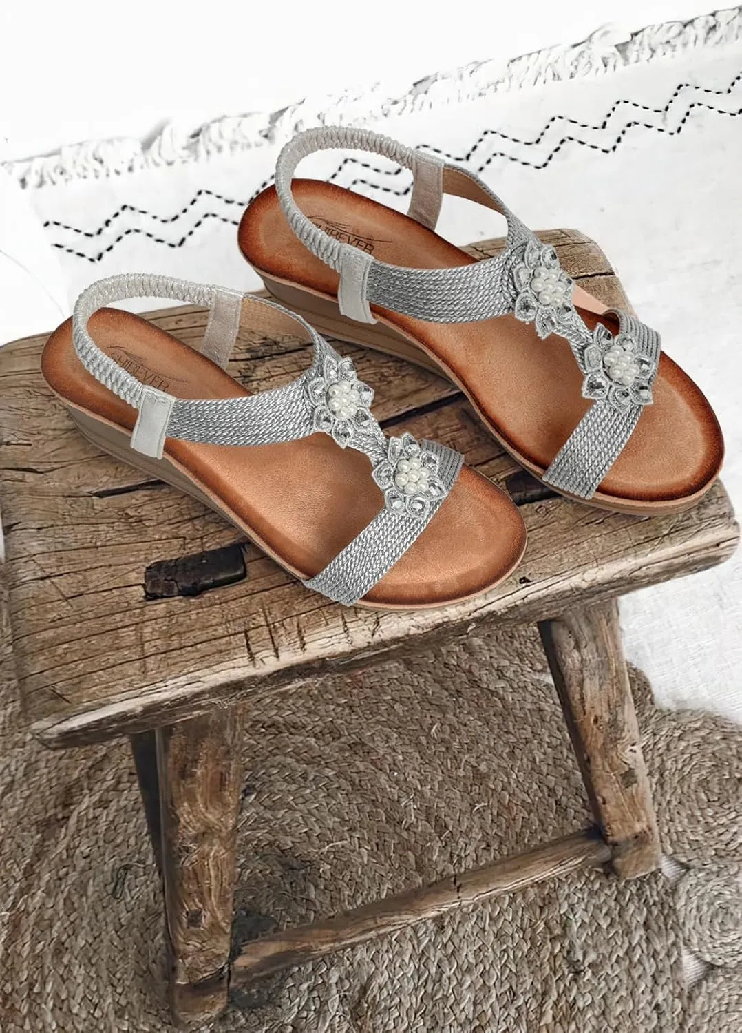 SHIBEVER Wedge Sandals for Women Dressy: Summer Low Wedges Comfortable Open Toe Sandals