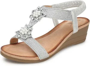 SHIBEVER Wedge Sandals for Women Dressy: Summer Low Wedges Comfortable Open Toe Sandals