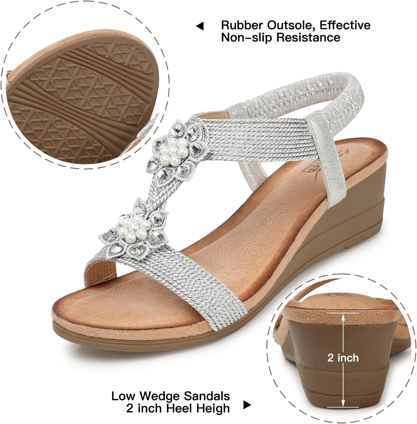 SHIBEVER Wedge Sandals for Women Dressy: Summer Low Wedges Comfortable Open Toe Sandals