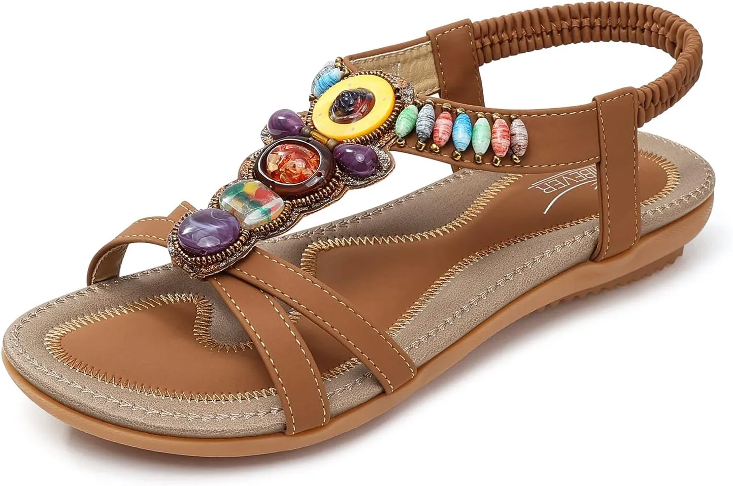SHIBEVER Womens Sandals Summer Flat: Dressy Casual T-Strap Flip Flop Thong Flats Sandals - Comfortable Walking