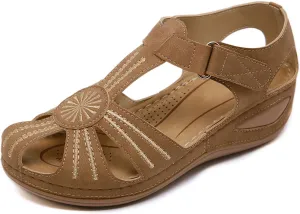 SHIBEVER Women's Wedge Sandals Summer: Closed Toe Sandals for Women Platform Dressy Wedge Size 5-11